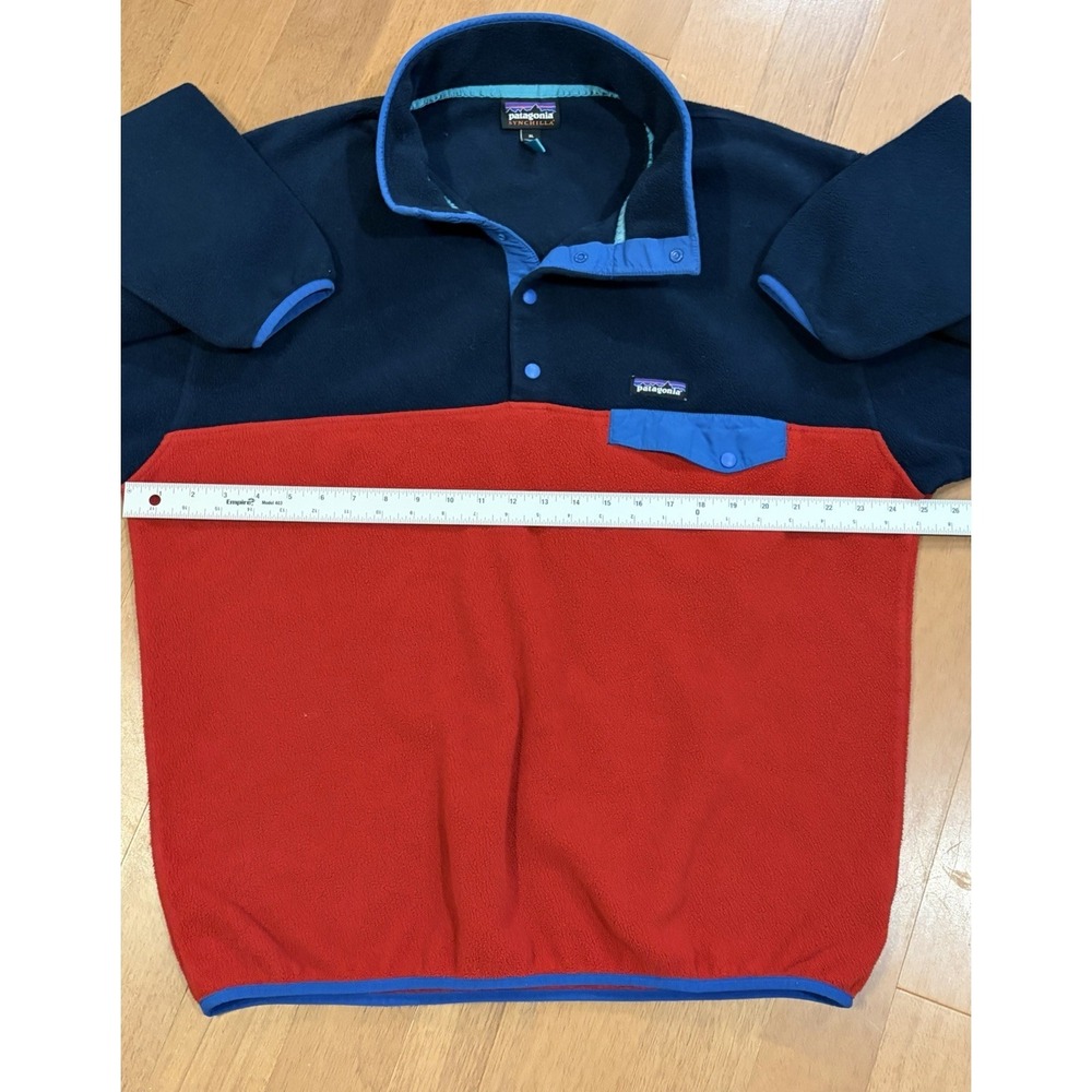Patagonia Synchilla Men's Red and Blue PULLOVER FLEECE SNAP SWEATER SZ XL EUC - Picture 5 of 7